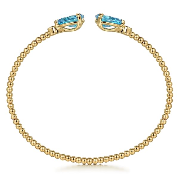 14K Yellow Gold Diamond and Pear Shape Blue Topaz Bujukan Bangle - BG4928-62Y45BT-Gabriel & Co.-Renee Taylor Gallery
