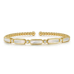14K Yellow Gold Diamond and White Mother Pearl Bangle - BG4940-62Y45WM-Gabriel & Co.-Renee Taylor Gallery
