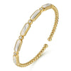 14K Yellow Gold Diamond and White Mother Pearl Bangle - BG4940-62Y45WM-Gabriel & Co.-Renee Taylor Gallery