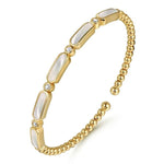 14K Yellow Gold Diamond and White Mother Pearl Bangle - BG4940-62Y45WM-Gabriel & Co.-Renee Taylor Gallery