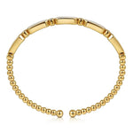 14K Yellow Gold Diamond and White Mother Pearl Bangle - BG4940-62Y45WM-Gabriel & Co.-Renee Taylor Gallery