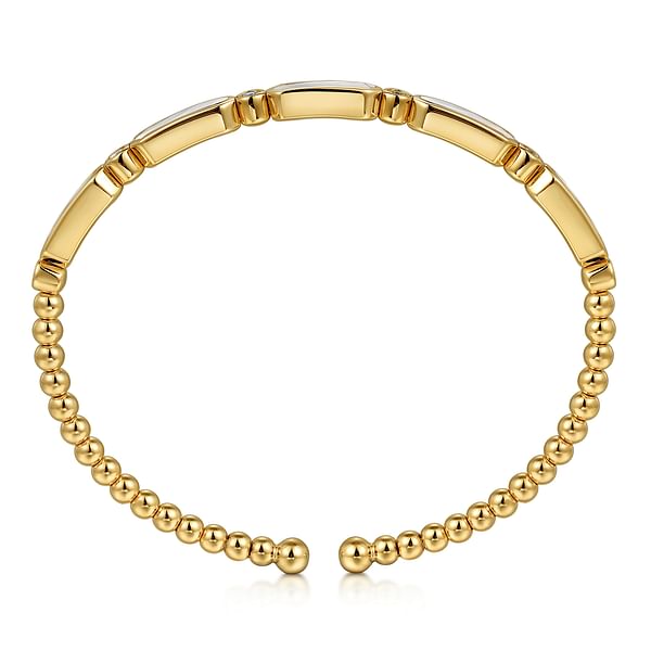 14K Yellow Gold Diamond and White Mother Pearl Bangle - BG4940-62Y45WM-Gabriel & Co.-Renee Taylor Gallery