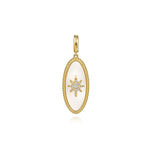 14K Yellow Gold Diamond and White Mother of Pearl Bujukan Oval Shape Medallion Pendant - PT6646Y45WM-Gabriel & Co.-Renee Taylor Gallery