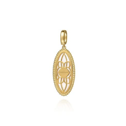 14K Yellow Gold Diamond and White Mother of Pearl Bujukan Oval Shape Medallion Pendant - PT6646Y45WM-Gabriel & Co.-Renee Taylor Gallery