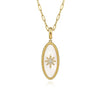 14K Yellow Gold Diamond and White Mother of Pearl Bujukan Oval Shape Medallion Pendant - PT6646Y45WM-Gabriel & Co.-Renee Taylor Gallery