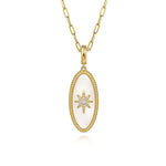 14K Yellow Gold Diamond and White Mother of Pearl Bujukan Oval Shape Medallion Pendant - PT6646Y45WM-Gabriel & Co.-Renee Taylor Gallery