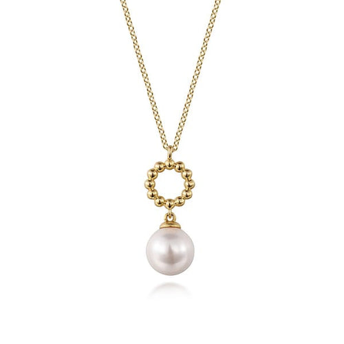 14K Yellow Gold Fresh Water Pearl Bujukan Drop Necklace - NK7289Y4JPL-Gabriel & Co.-Renee Taylor Gallery