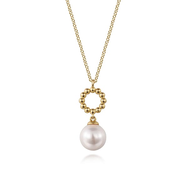 14K Yellow Gold Fresh Water Pearl Bujukan Drop Necklace - NK7289Y4JPL-Gabriel & Co.-Renee Taylor Gallery