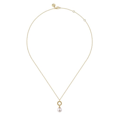 14K Yellow Gold Fresh Water Pearl Bujukan Drop Necklace - NK7289Y4JPL-Gabriel & Co.-Renee Taylor Gallery