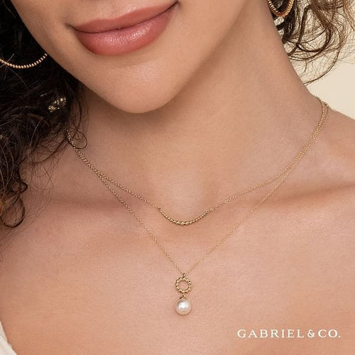 14K Yellow Gold Fresh Water Pearl Bujukan Drop Necklace - NK7289Y4JPL-Gabriel & Co.-Renee Taylor Gallery