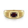 14K Yellow Gold Garnet Mens Ring in Sand Blast Finish - MR20066Y4JGN-Gabriel & Co.-Renee Taylor Gallery