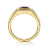 14K Yellow Gold Garnet Mens Ring in Sand Blast Finish - MR20066Y4JGN-Gabriel & Co.-Renee Taylor Gallery