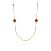 14K Yellow Gold Garnet Round Shape Necklace With Four Stations Beads and Bezel Setting - NK7465-32Y4JGN-Gabriel & Co.-Renee Taylor Gallery