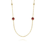 14K Yellow Gold Garnet Round Shape Necklace With Four Stations Beads and Bezel Setting - NK7465-32Y4JGN-Gabriel & Co.-Renee Taylor Gallery
