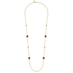 14K Yellow Gold Garnet Round Shape Necklace With Four Stations Beads and Bezel Setting - NK7465-32Y4JGN-Gabriel & Co.-Renee Taylor Gallery