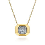 14K Yellow Gold Geometric Baguette and Round Diamond Pendant Necklace - NK7278Y44JJ-Gabriel & Co.-Renee Taylor Gallery