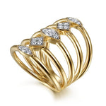 14K Yellow Gold Geometric Station Diamond Pavé Statement Ring - LR52029Y45JJ-Gabriel & Co.-Renee Taylor Gallery