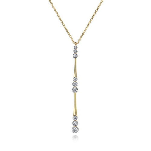 14K Yellow Gold Graduated Diamond Station Drop Y Necklace - NK7209Y45JJ-Gabriel & Co.-Renee Taylor Gallery
