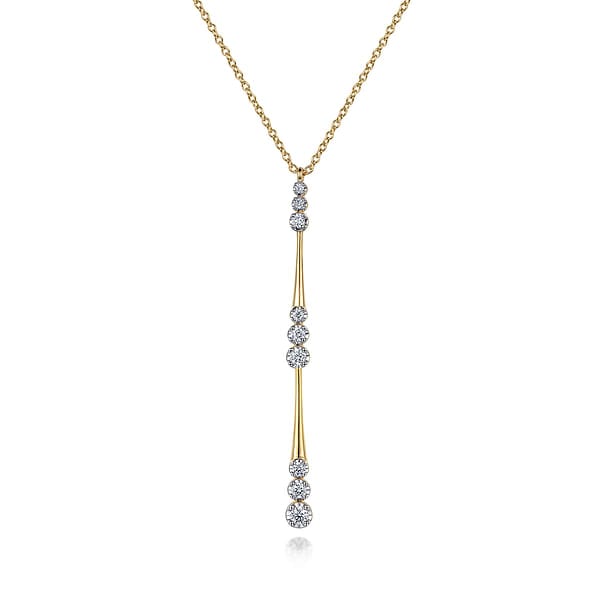 14K Yellow Gold Graduated Diamond Station Drop Y Necklace - NK7209Y45JJ-Gabriel & Co.-Renee Taylor Gallery