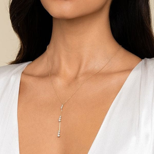 14K Yellow Gold Graduated Diamond Station Drop Y Necklace - NK7209Y45JJ-Gabriel & Co.-Renee Taylor Gallery