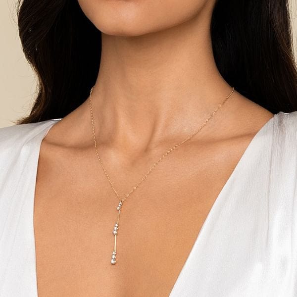 14K Yellow Gold Graduated Diamond Station Drop Y Necklace - NK7209Y45JJ-Gabriel & Co.-Renee Taylor Gallery