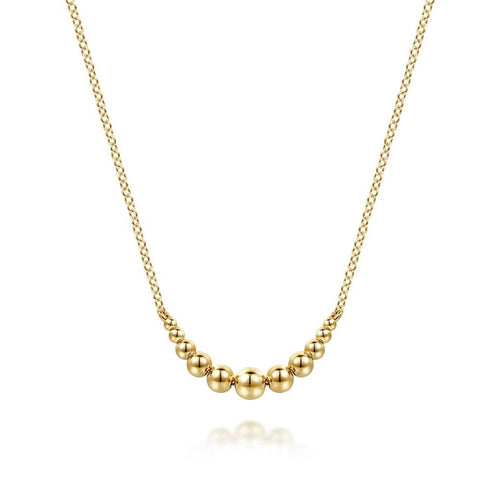 14K Yellow Gold Graduating Bujukan Ball Bar Necklace - NK8163Y4JJJ-Gabriel & Co.-Renee Taylor Gallery