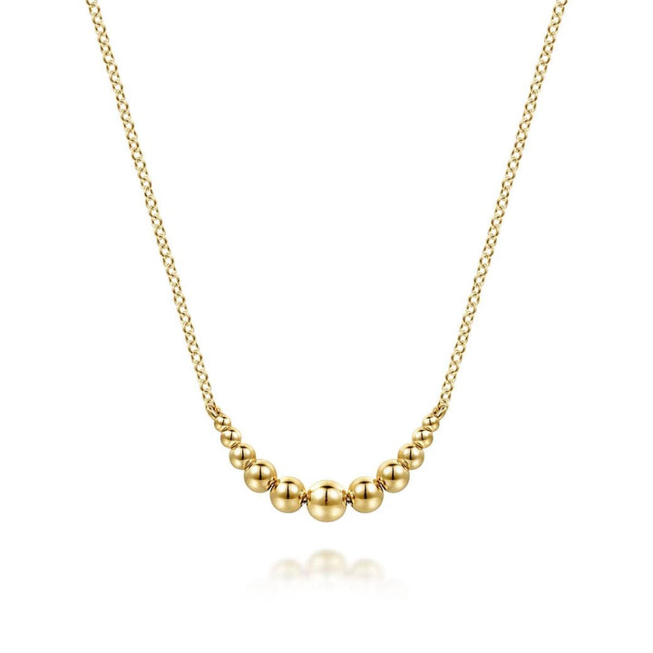 14K Yellow Gold Graduating Bujukan Ball Bar Necklace - NK8163Y4JJJ-Gabriel & Co.-Renee Taylor Gallery