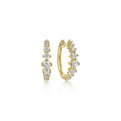 14K Yellow Gold Graduating Diamond Huggie Earrings - EG15131Y45JJ-Gabriel & Co.-Renee Taylor Gallery
