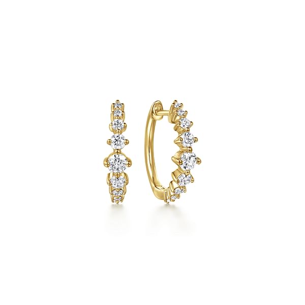 14K Yellow Gold Graduating Diamond Huggie Earrings - EG15131Y45JJ-Gabriel & Co.-Renee Taylor Gallery