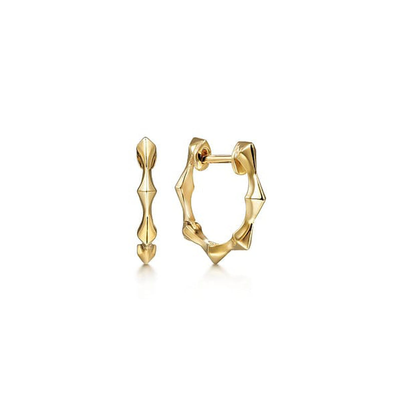 14K Yellow Gold Graduating Pattern Huggies - EG14004Y4JJJ-Gabriel & Co.-Renee Taylor Gallery
