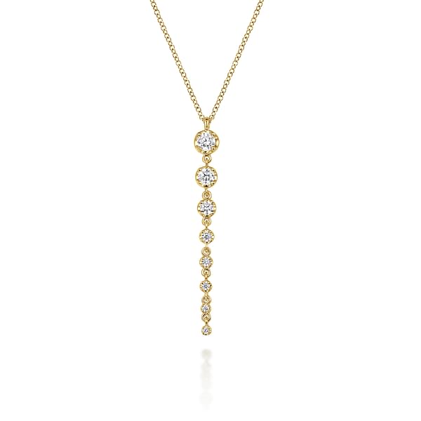 14K Yellow Gold Graduating Vertical Diamond Bar Necklace - NK7579Y45JJ-Gabriel & Co.-Renee Taylor Gallery