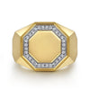14K Yellow Gold Hexagon Diamond Ring in Sand Blast Finish - MR20016Y45JJ-Gabriel & Co.-Renee Taylor Gallery