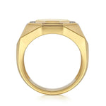14K Yellow Gold Hexagon Diamond Ring in Sand Blast Finish - MR20016Y45JJ-Gabriel & Co.-Renee Taylor Gallery