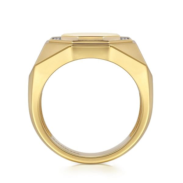 14K Yellow Gold Hexagon Diamond Ring in Sand Blast Finish - MR20016Y45JJ-Gabriel & Co.-Renee Taylor Gallery
