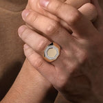 14K Yellow Gold Hexagon Diamond Ring in Sand Blast Finish - MR20016Y45JJ-Gabriel & Co.-Renee Taylor Gallery