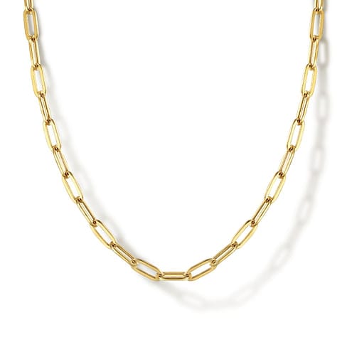 14K Yellow Gold Hollow Paper Clip Chain Necklace - NK6768H-20Y4JJJ-Gabriel & Co.-Renee Taylor Gallery