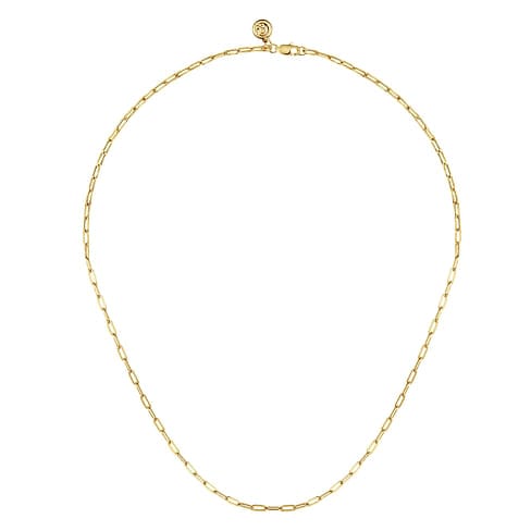 14K Yellow Gold Hollow Paper Clip Chain Necklace - NK6768H-20Y4JJJ-Gabriel & Co.-Renee Taylor Gallery