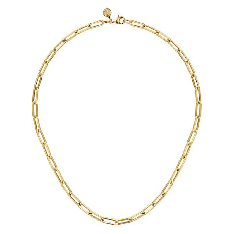 14K Yellow Gold Hollow Paper Clip Chain Necklace - NK6820H-17Y4JJJ-Gabriel & Co.-Renee Taylor Gallery