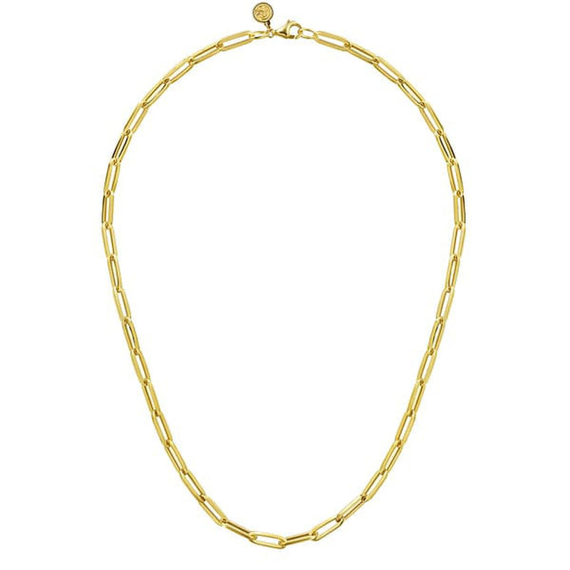 14K Yellow Gold Hollow Paper Clip Chain Necklace - NK6820H-17Y4JJJ-Gabriel & Co.-Renee Taylor Gallery