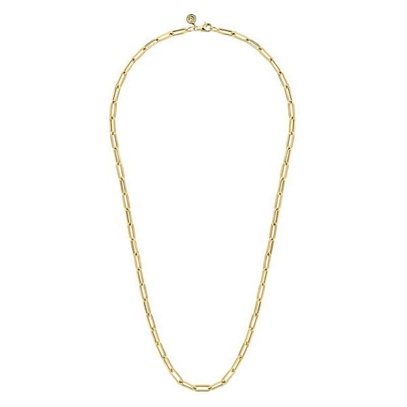 14K Yellow Gold Hollow Paper Clip Chain Necklace - NK6820H-17Y4JJJ-Gabriel & Co.-Renee Taylor Gallery