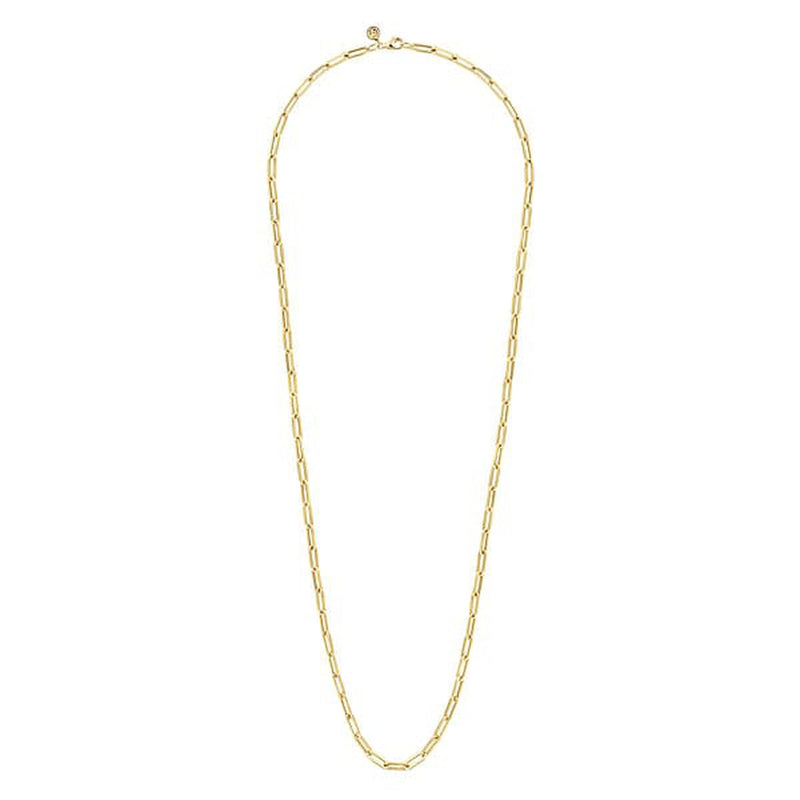 14K Yellow Gold Hollow Paper Clip Chain Necklace - NK6820H-17Y4JJJ-Gabriel & Co.-Renee Taylor Gallery