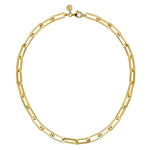 14K Yellow Gold Hollow Paperclip Chain Necklace - NK6821H-17Y4JJJ-Gabriel & Co.-Renee Taylor Gallery
