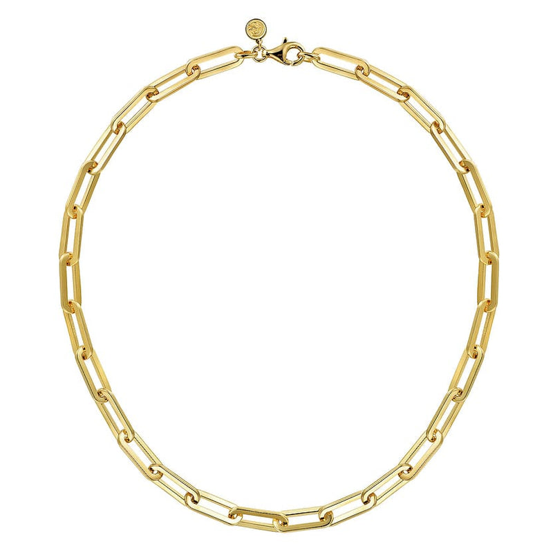 14K Yellow Gold Hollow Paperclip Chain Necklace - NK6821H-17Y4JJJ-Gabriel & Co.-Renee Taylor Gallery