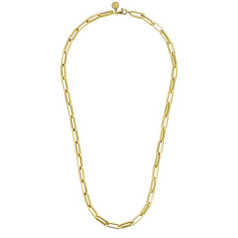 14K Yellow Gold Hollow Paperclip Chain Necklace - NK6821H-17Y4JJJ-Gabriel & Co.-Renee Taylor Gallery