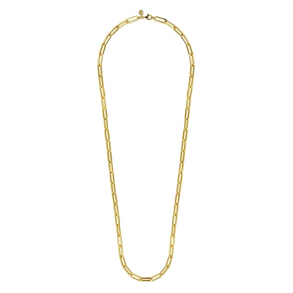 14K Yellow Gold Hollow Paperclip Chain Necklace - NK6821H-17Y4JJJ-Gabriel & Co.-Renee Taylor Gallery