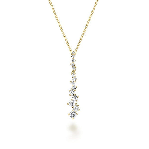 14K Yellow Gold Linear Cubic Zirconia Cluster Pendant Necklace - NK4970Y44JJ-Gabriel & Co.-Renee Taylor Gallery