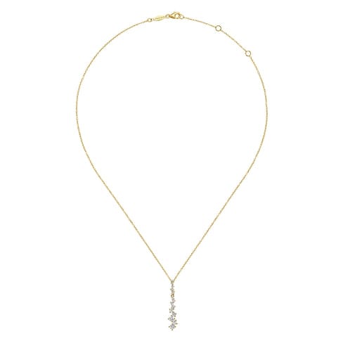 14K Yellow Gold Linear Cubic Zirconia Cluster Pendant Necklace - NK4970Y44JJ-Gabriel & Co.-Renee Taylor Gallery