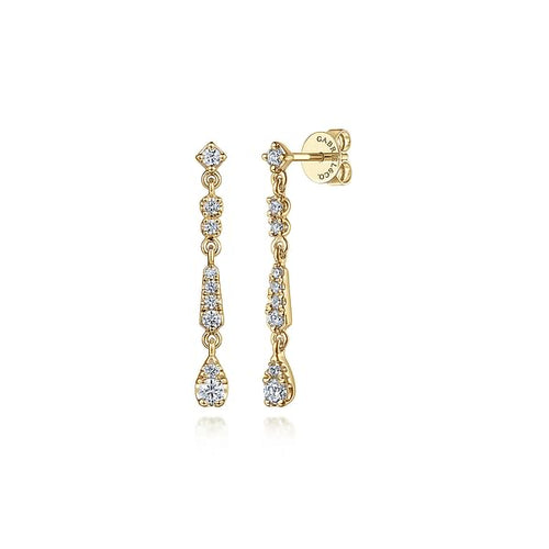 14K Yellow Gold Linear Diamond Drop Stud Earrings - EG14864Y45JJ-Gabriel & Co.-Renee Taylor Gallery