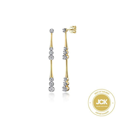 14K Yellow Gold Linear Graduated Diamond Station Drop Earrings - EG14828Y45JJ-Gabriel & Co.-Renee Taylor Gallery