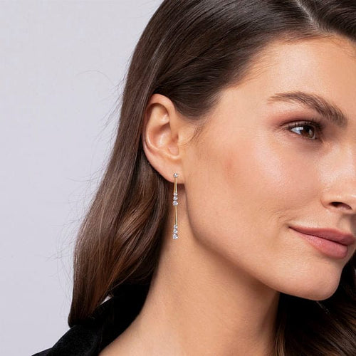 14K Yellow Gold Linear Graduated Diamond Station Drop Earrings - EG14828Y45JJ-Gabriel & Co.-Renee Taylor Gallery